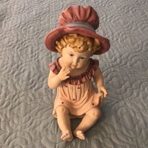 KPM Germany Fine Porcelain Baby Little Girl in Bonnet Hat Figurine Figure